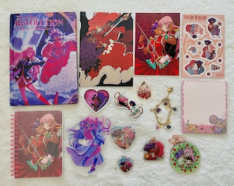 Revolutionary Girl Utena Zine Extras [Two Girl Revolution] Keychain, Sticker, Print, Button, Bracelet RGU