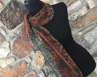 Peacock Silk Trading Scarf, Sheer Abstract Animal Print, Polyester, Korea