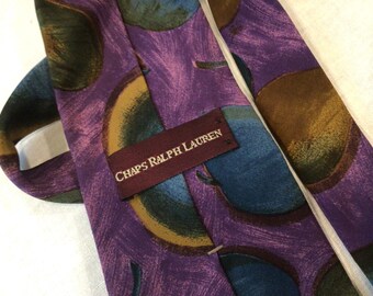 Chaps Ralph Lauren Vintage Silk Tie, Bold Abstract Design