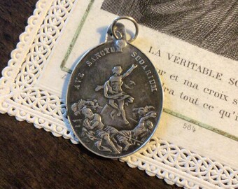 Antique French Silver Holy Shroud Medal, Abbey de Cadouin Relic