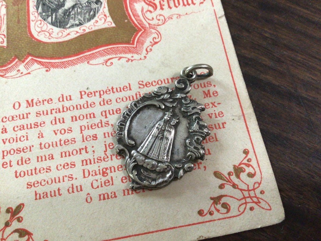 French Antique Medal, Notre Dame Bon Secours, Our Lady of Good Help ...