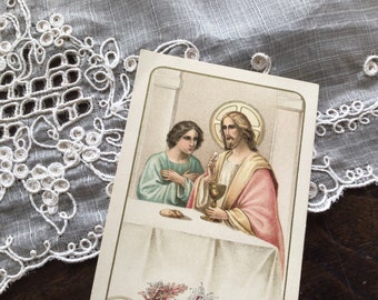 Antique French Holy Card, Jesus is a Tender Friend, First Communion, Bouasse Jeune Printed, Paris