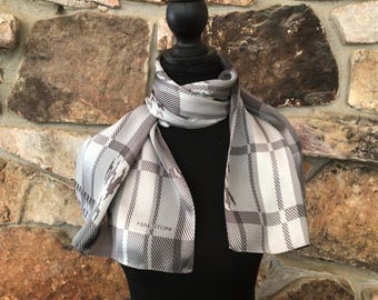 Vintage Halston Silk Scarf, Gray Houndstooth, (Imperfect), Korea