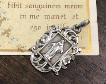Elegant Antique French Holy Mary, Silver