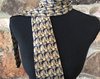Vintage Silk Tie Christian Dior Monsieur Tie, Equestrian and Tassels Styling, Made in France