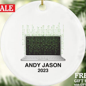 Computer Engineer Programmer Christmas Ornament Personalized - Programming Software Code Technology Coworker Employee Employer Gift Word Art