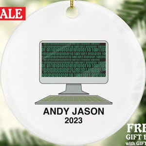 Computer Engineer Programmer Christmas Ornament Personalized - Programming Software Code Technology Coworker Employee Employer Gift Word Art