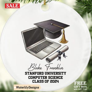 Personalized Computer Science Graduation Ornament, Custom Computer Science Degree Gift for Software Engineers, Programmers, Developers
