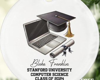 Personalized Computer Science Graduation Ornament, Custom Computer Science Degree Gift for Software Engineers, Programmers, Developers