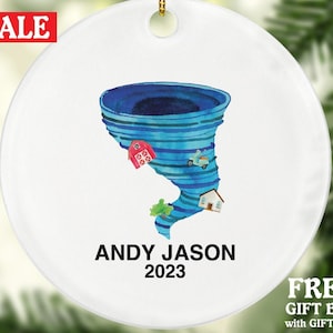 Tornado Christmas Ornament Personalized - Storm Windstorm Twister Whirlwind Funnel Waterspout Destructive Vortex of Violently Rotating Winds