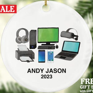 Computer Tech Administrator Christmas Ornament Personalized, Technology Lover Engineer Technician Specialist Employer Boss Employee Custom