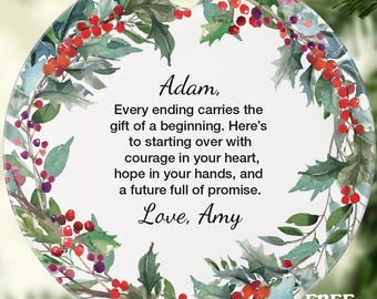Personalized Fresh Start Ornament, New Chapter Quote Gift, Encouragement Present for Life Change, Inspirational Gift for Friend or Family