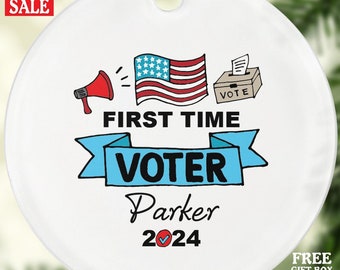 First Time Voter Politics of USA Christmas Ornament Personalized - President Election Trump Kamala Lover Politician