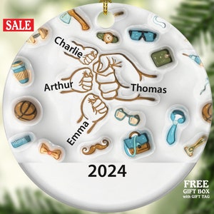 Dad Papa Grandpa and Children Christmas Ornament Personalized - Father Grandfather Grandkids Daughter Son Kids Name Keepsake Holiday Custom