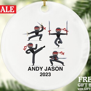 Personalized Ninja Christmas Ornament, For Exercise and Martial Arts Fans, A Fun Gift for Sports Lovers, Coworkers, Employees, or Employers