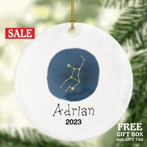 Personalised Zodiac Signs Ornament, Custom Star Sign, Spiritual Aura Art, Constellation Ornament, Personalized Gift, Christmas Gift for Her