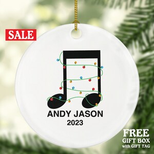 Personalized Musical Notes Christmas Lights Ornament – Custom Music Gift for Musicians, Music Teachers, Choir Members, and Music Lovers