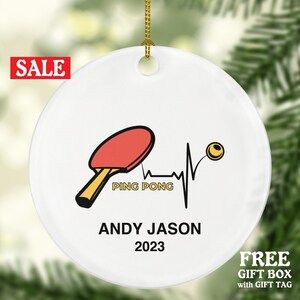 Table Tennis Player Ping Pong Ball Christmas Ornament - Paddles Racket Team Coach Fan Gift Personalized Custom with Name