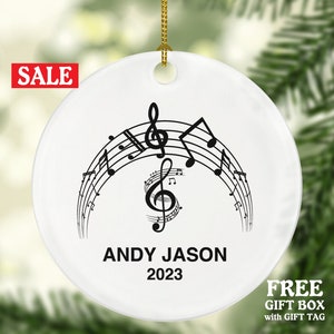 Personalized Musical Notes Christmas Ornament – Custom Music Clef Gift for Musicians, Music Teachers, Singers, Choir Members & Band Lovers