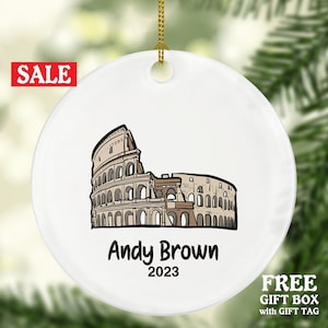 Italy Colosseum Family Engaged Married Together for Couples Christmas Ornament, Italian European Travel Gift Engagement Wedding Marriage