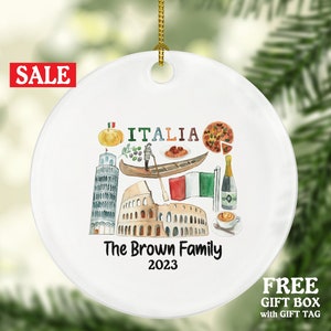 Italy Family Engaged Married Together for Couples Christmas Ornament, Italian European Travel Gift Engagement Wedding Marriage Husband Wife