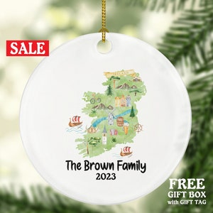 Ireland Map Family Engagement Married Together for Couples Christmas Ornament, Travel Engaged Wedding Marriage Husband Wife Present