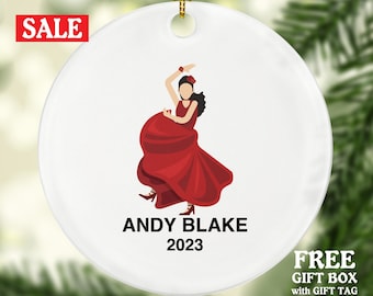 Flamenco Spanish Dancer Christmas Ornament Personalized - Andalusia Spain Dance Lover Hobby Teacher Coworker Employee Employer Gift