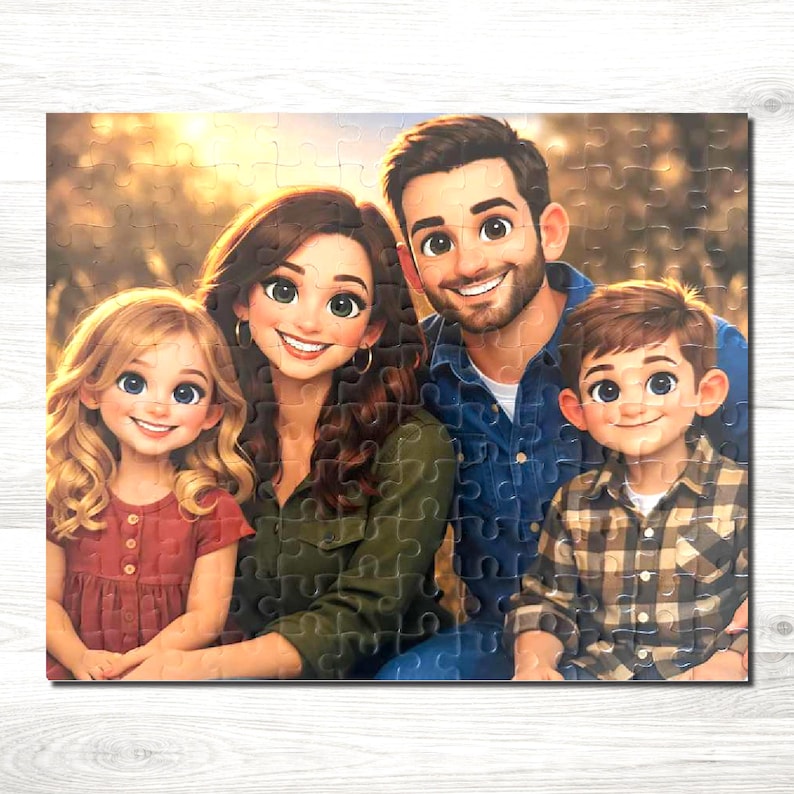 Personalized Cartoon Photo Puzzle – Custom Jigsaw 120 Pieces Puzzle from Your Picture – Gift for Couples, Families & Friends image 1