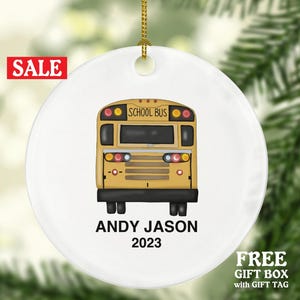 School Bus Driver Christmas Ornament Personalized, Custom Student Bus Christmas Tree Name Keepsake Holiday Gift