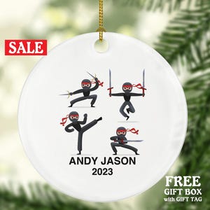 Décoration de Noël ninja personnalisée, pour les fans de sport et d&#39;arts martiaux, un cadeau amusant pour les amateurs de sport, les collègues, les employés ou les employeurs