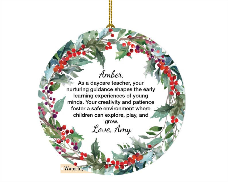 Daycare Teacher Quote Christmas Ornament Personalized Preschool Teacher