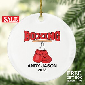 Boxing Christmas Ornament Personalized - Boxing Gloves Inspirational Gift Sports Hobby Occupation Boxer Boxing Gamer Player Tree Decoration