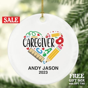 Caregiver Christmas Ornament Personalized, Child Care #1 Best Nanny Babysitter Big Sister Gift, Name Keepsake Holiday