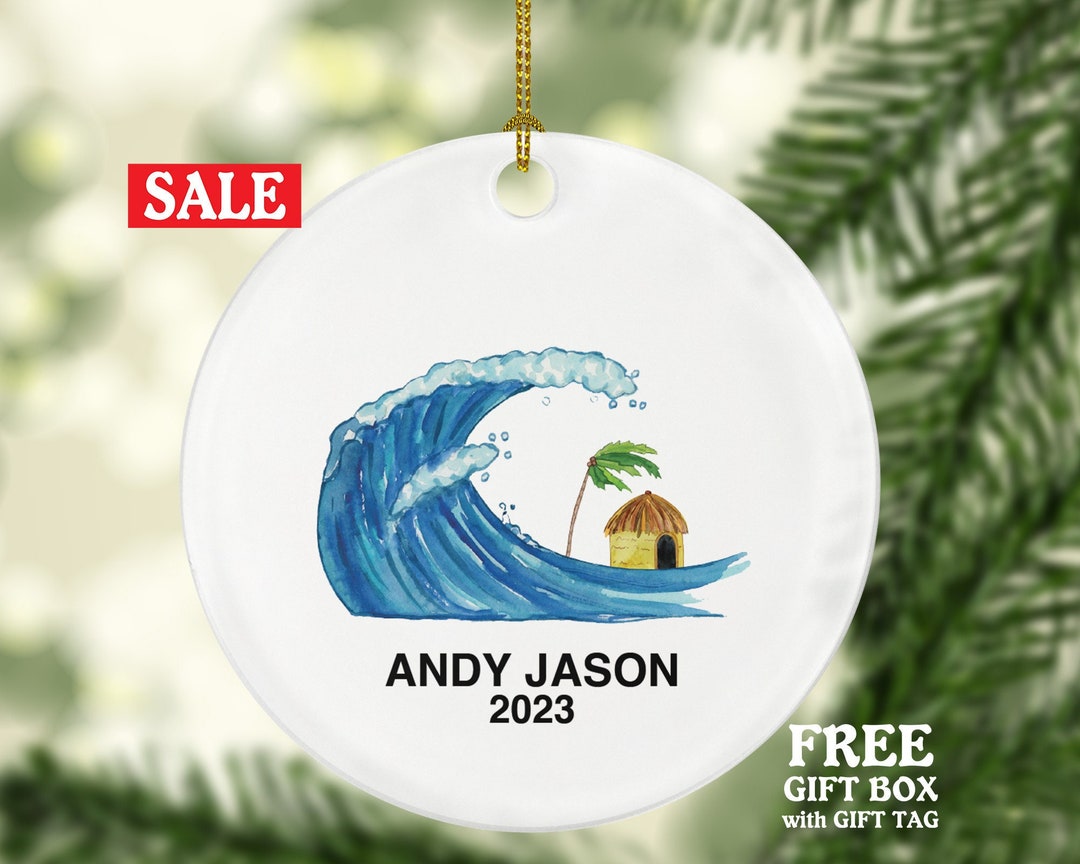 Tsunami Christmas Ornament Personalized Harbor Wave Tidal Wave Bore