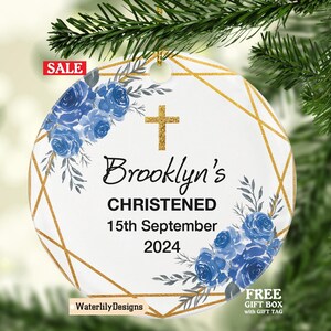 Christening Baptism Personalized Christmas Ornament - Baby Christened Godson Grandson Goddaughter Granddaughter Boy Girl Keepsake
