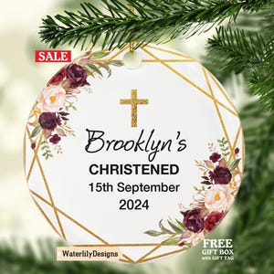 Christening Baptism Personalized Christmas Ornament, Baby Christened Godson Grandson Goddaughter Granddaughter Boy Girl Keepsake