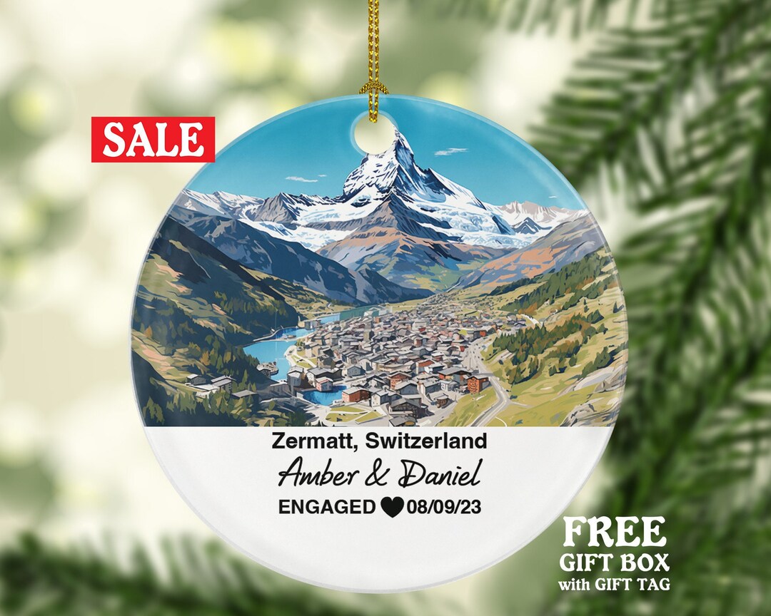 Zermatt Switzerland Christmas Ornament, Engaged Married Family Together Zermatt Switzerland Christmas Ornament, Engaged Married Family Together