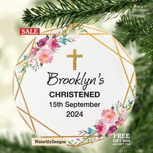 Christening Baptism Personalized Christmas Ornament - Baby Christened Godson Grandson Goddaughter Granddaughter Boy Girl Keepsake
