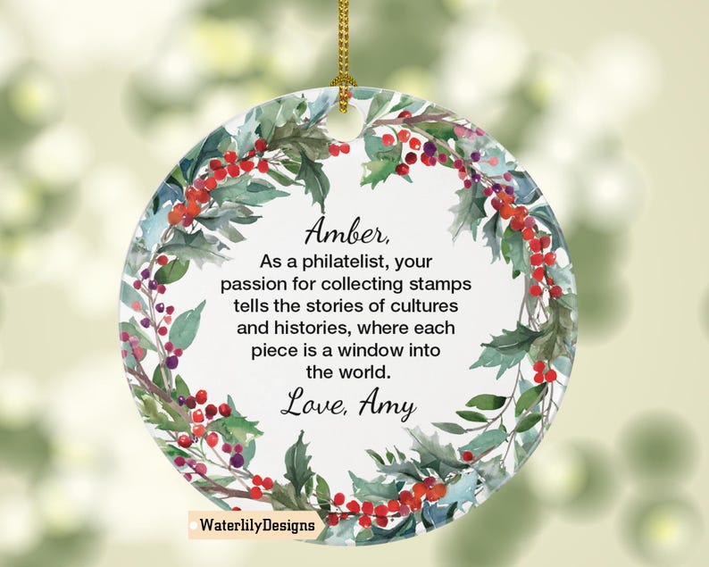 Personalized Philatelist Quote Ornament Custom Gift for Stamp