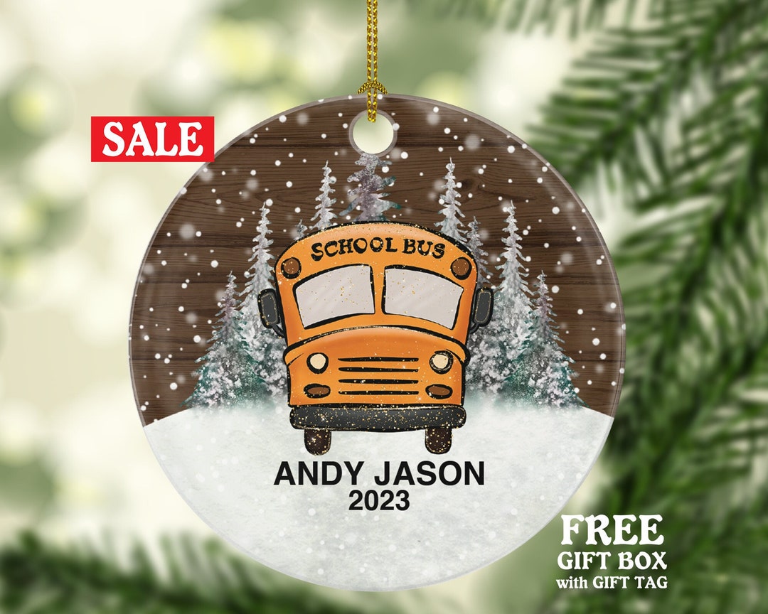School Bus Driver Christmas Ornament Personalized, Custom Student Bus Christmas Tree Name