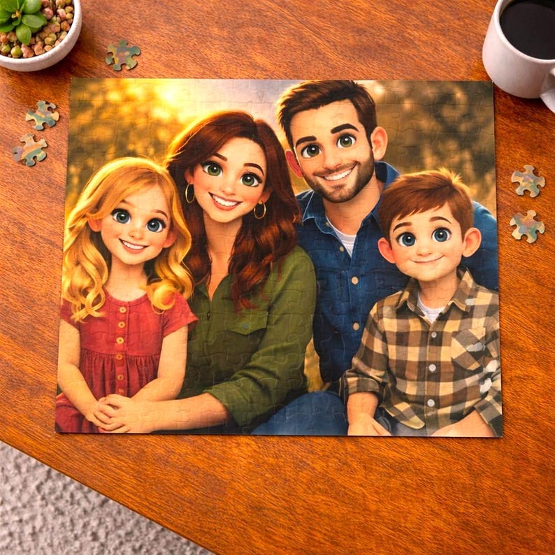 Personalized Cartoon Photo Puzzle – Custom Jigsaw 120 Pieces Puzzle from Your Picture – Gift for Couples, Families & Friends image 5