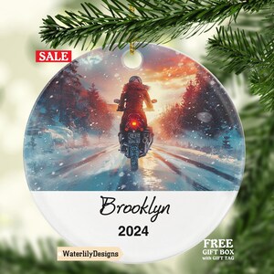 Personalized Motorbike Rider Christmas Ornament, Design Celebrating Motorcycle Riders & Racing Enthusiasts, Gift for Bikers and Speed Lovers
