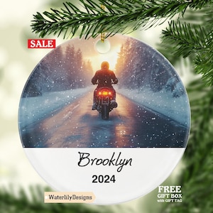 Motorbike Rider Christmas Ornament Personalized - Custom Motorcycle Ride Gift for Bikers Racer Racing