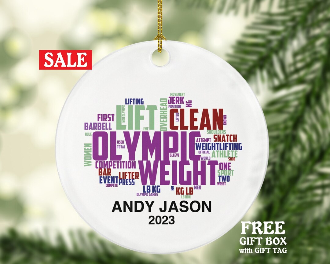 Olympic Weightlifter Word Art Christmas Ornament Personalized Coworker