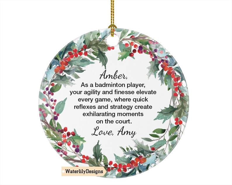 Personalized Badminton Player Quote Ornament Custom Gift for Athletes
