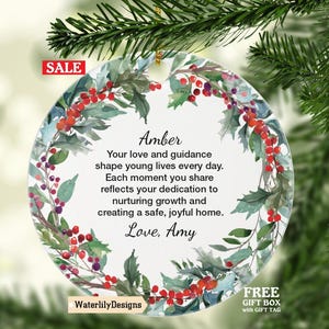 Personalized Nanny Quote Ornament - Custom Gift for Childcare Providers, Unique Keepsake for Nannies, Mother&#39;s Day, or Holidays