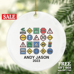 Traffic Rules New Driver or Driving School Owner Worker Christmas Ornament Personalized, New License Owner Driver&#39;s License Plate Gift