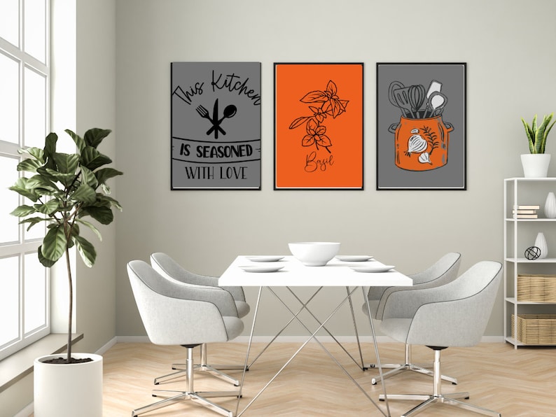 Set of 6. Kitchen Wall Art Prints. Kitchen Posters. Farmhouse Decor