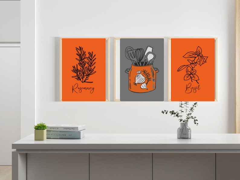 Set of 6. Kitchen Wall Art Prints. Kitchen Posters. Farmhouse Decor