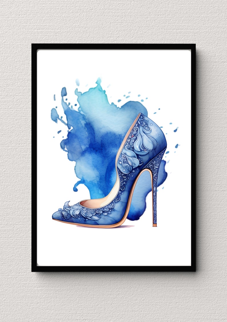 Blue High Heels Wall Art Closet Print DIGITAL Artwork High Heel Print ...